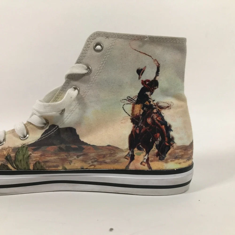 Rodeo Cowboy Scenic Canvas High Top Lace-Up Shoes M/W US 10 UK 8/8 EU 42/41